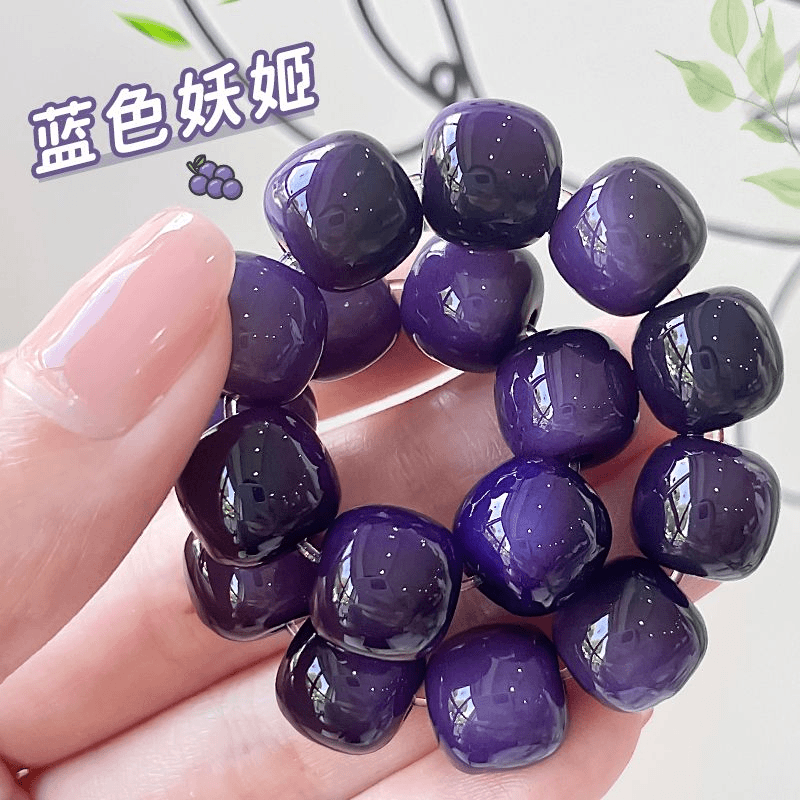 蓝色妖姬白玉菩提根串女绕指柔文玩菩提子佛珠学生盘玩渐变手串男