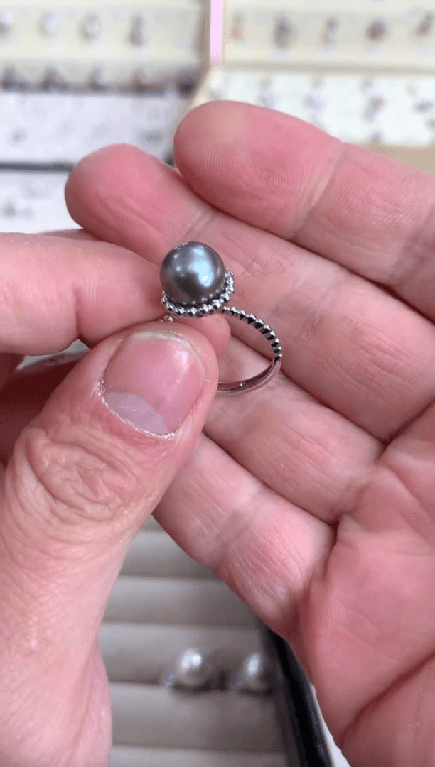 【闪购商品】海水珍珠H银S925镶嵌大溪地戒指