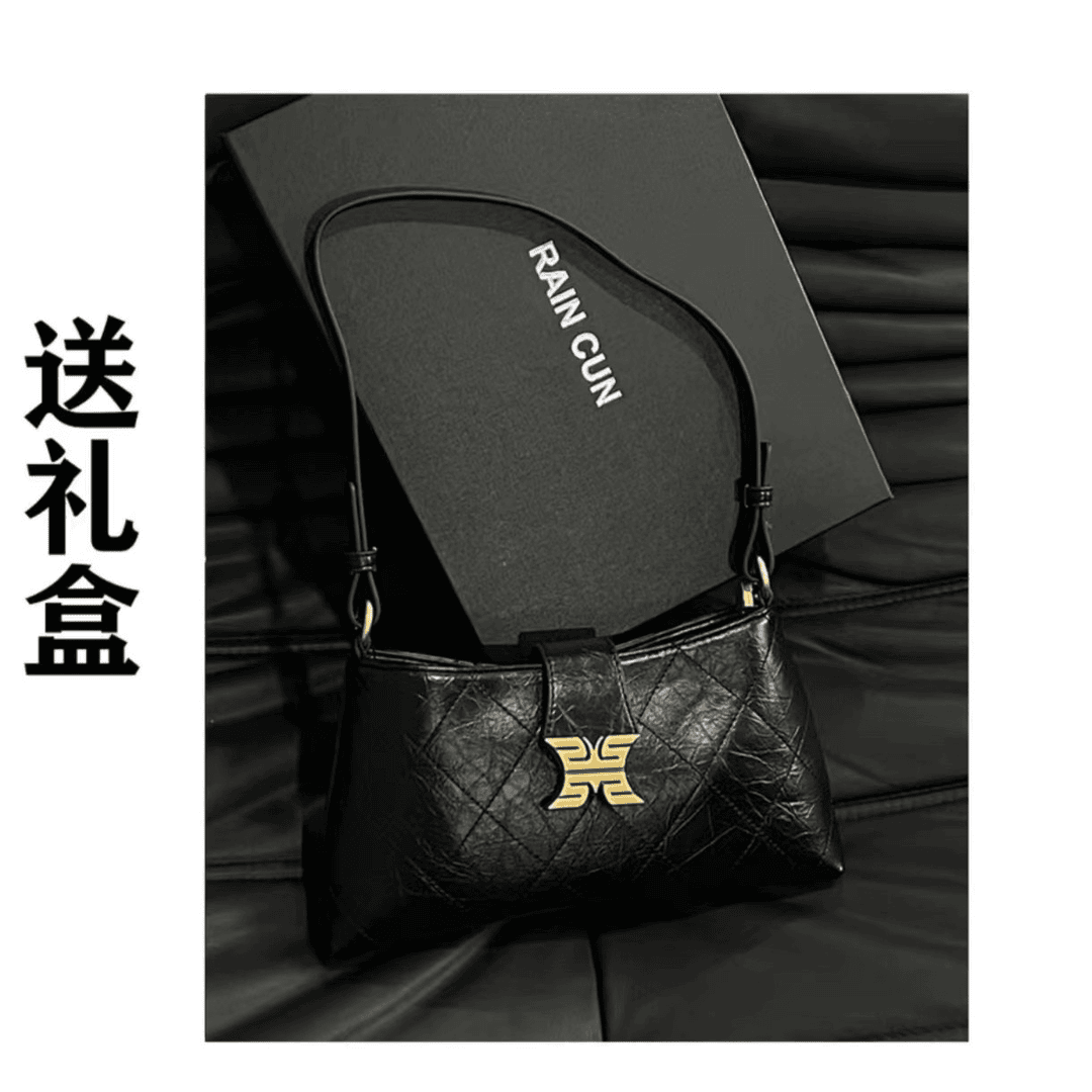 【瑞熙甄选】SKL-68125-X黑色轻奢时尚复古气质百搭单肩腋下女包