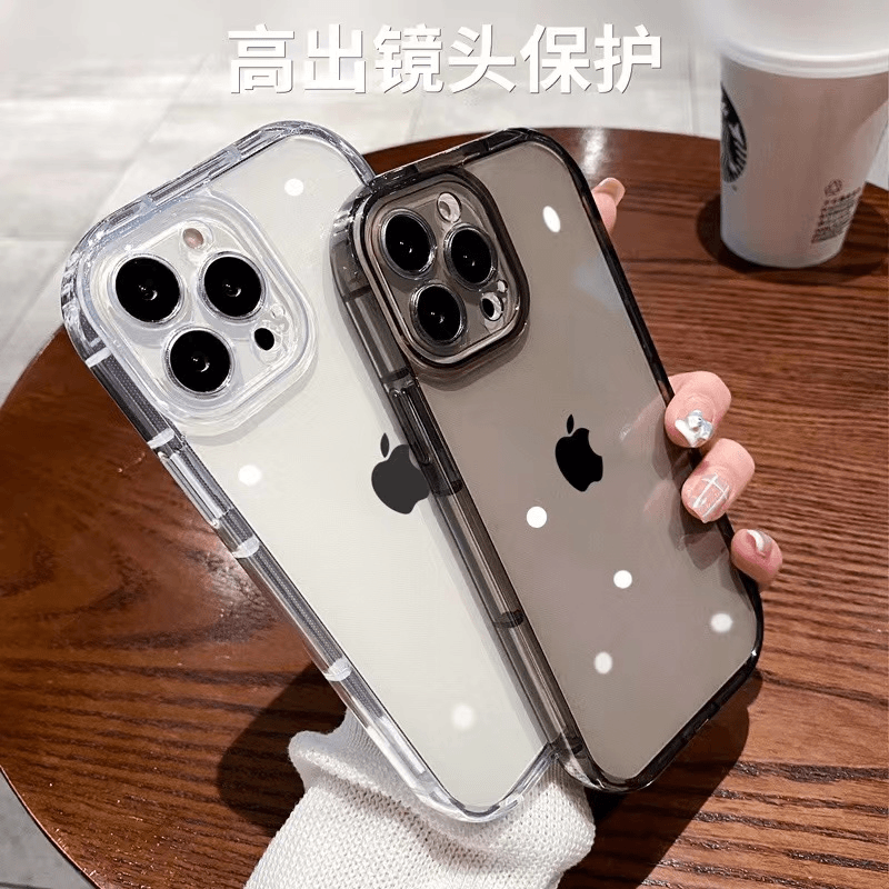 个性弧形透明苹果14手机壳全包iphone13promax气囊防摔12/11软壳