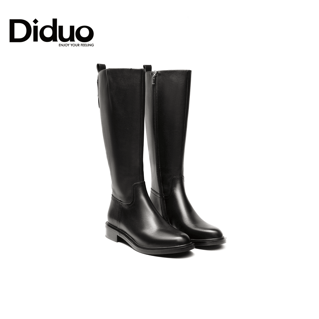 Diduo/迪朵女鞋时尚酷帅牛皮百搭中筒靴#D5D722D7A16