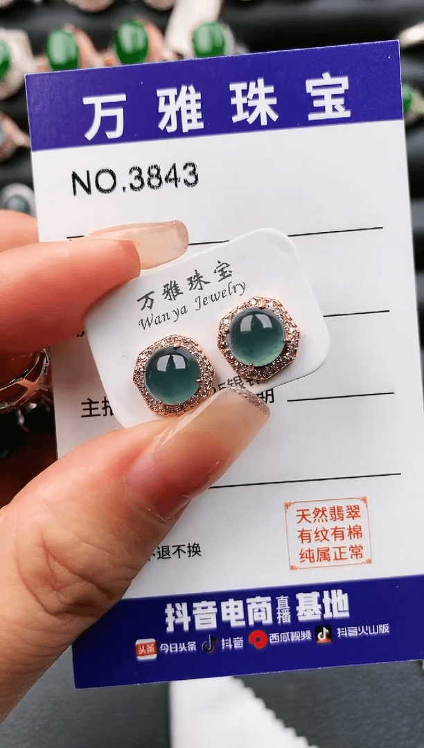 【闪购商品】翡翠耳饰银S925镶嵌1