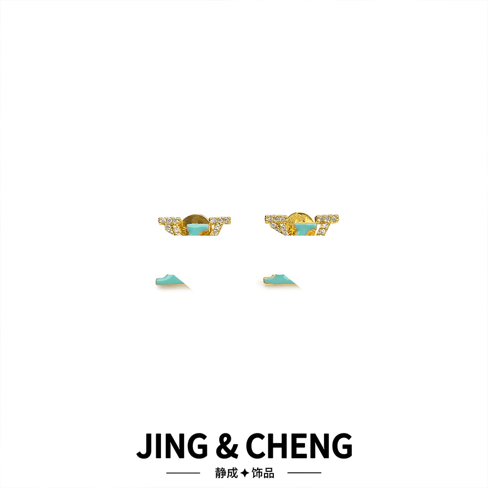 ✦L字母带钻✦湖蓝 JCA123时尚轻奢气质耳环