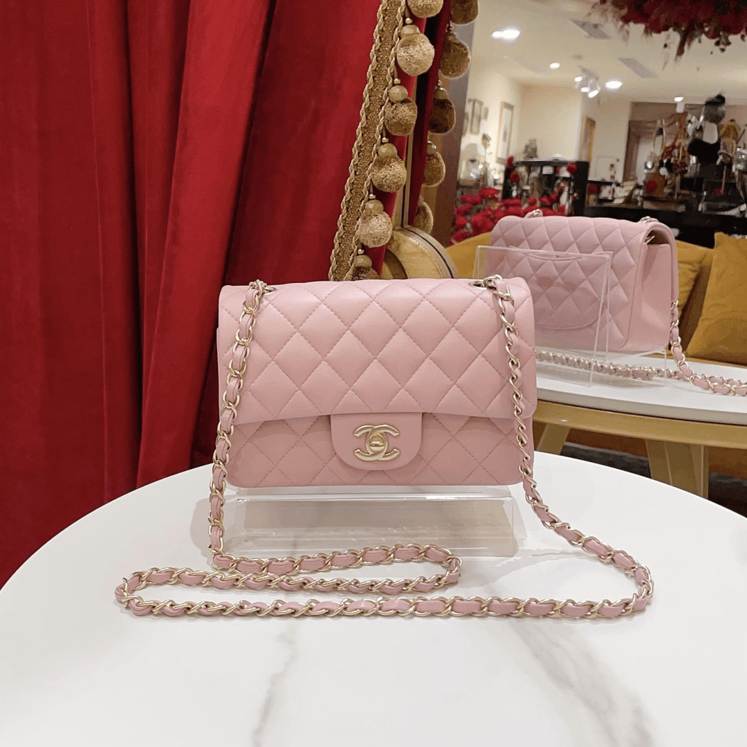 95新 Chanel/香奈儿 GGS丨CF大mini藕粉色金扣 89629825总价28800