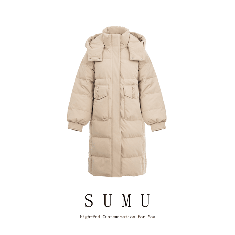 小雨女装自产10.27冬季2023新款时尚潮流保暖长款连帽羽绒服2881