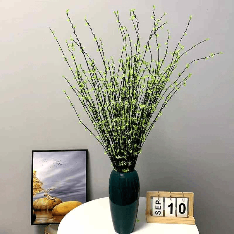 仿真绿植柳枝柳芽假花清新嫩芽藤条飘雪干枝家居摆设客厅装饰花艺