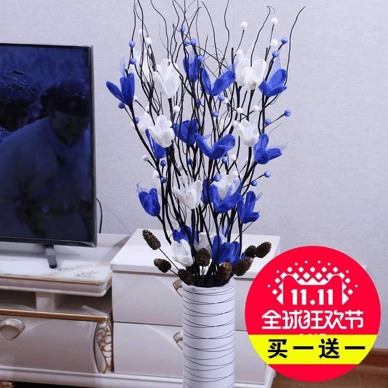 干燥花客厅落地假花仿真干燥花插花玄关雪花梅居家新房装饰插花艺