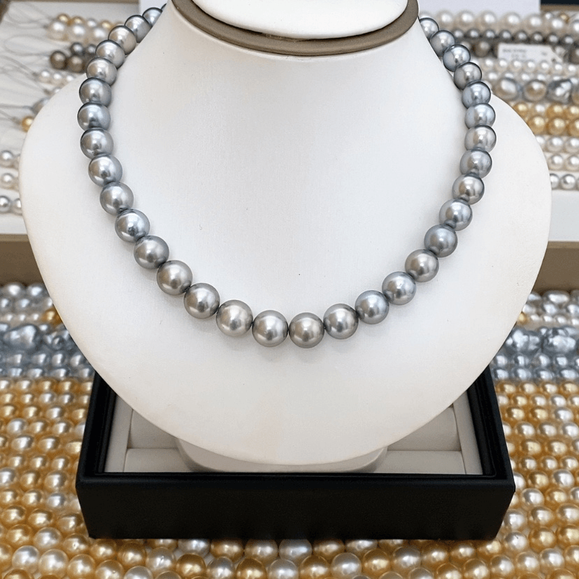 【闪购商品】海水珍珠项链未镶嵌m****?9-11铂金灰项链