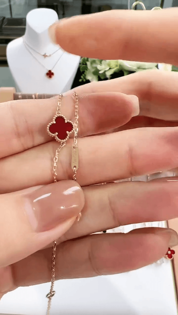 【闪购商品】玛瑙/玉髓手链18K金镶嵌红玛瑙手链