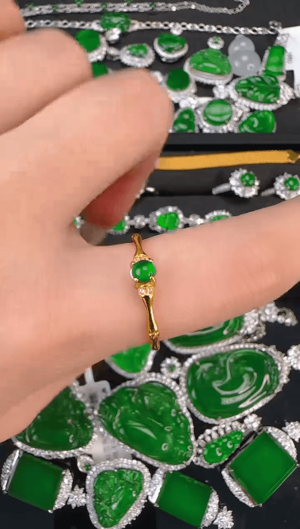 【闪购商品】翡翠戒指银S925镶嵌戒指高端天然A货翡翠！！！