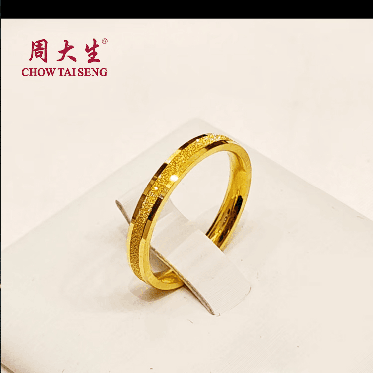 Chow Tai Seng/周大生足金黄金硬金三生三世精品戒指时尚闭口简约