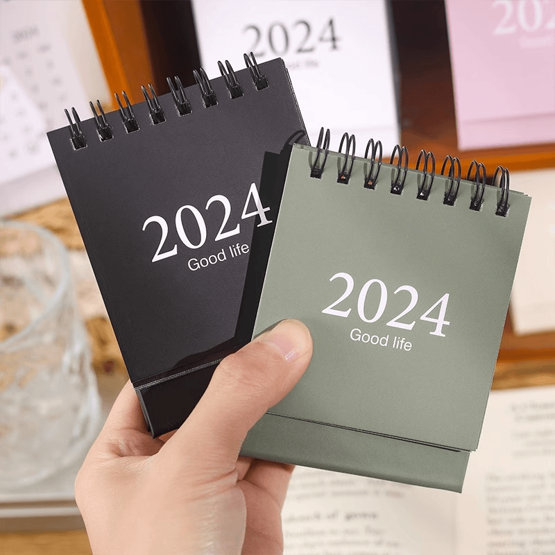 莫兰迪台历2024年新款迷你小日历桌面摆件简约龙年年历创意月历