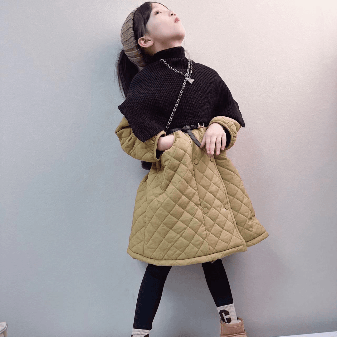 韩版吧女童洋气中长款航线棉服外套