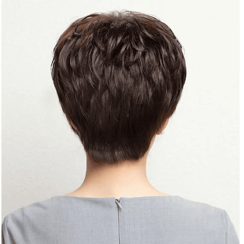 妈妈假发套女全真人发丝假发头套中老年假发女短发短卷发真人发丝