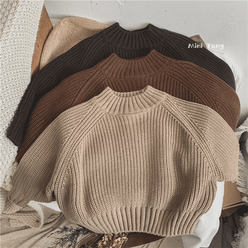 韩版儿童加厚粗针毛衣男女2023新款宝宝半高领洋气打底针织衫冬UK