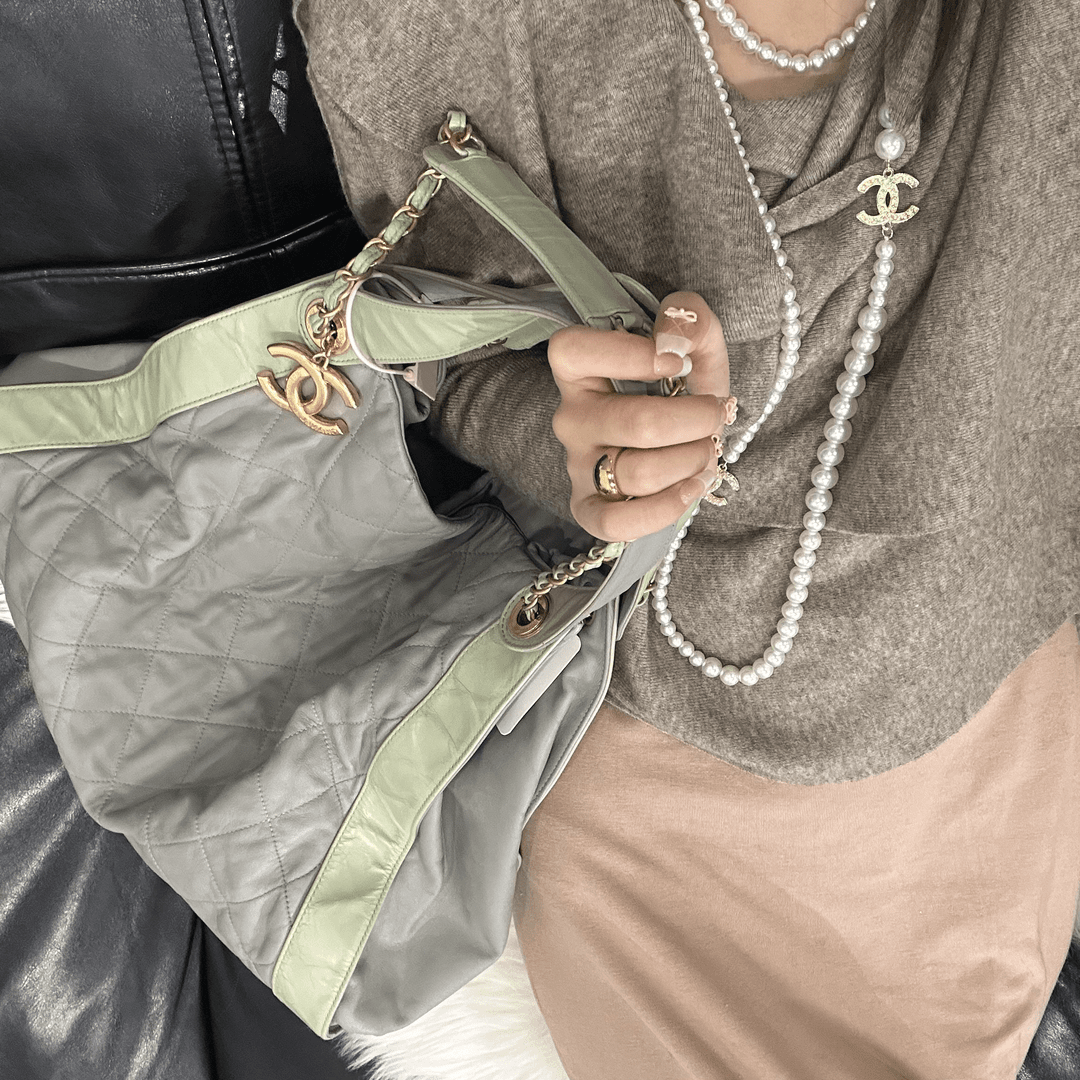 95新 Chanel/香奈儿 chanel灰绿色单肩