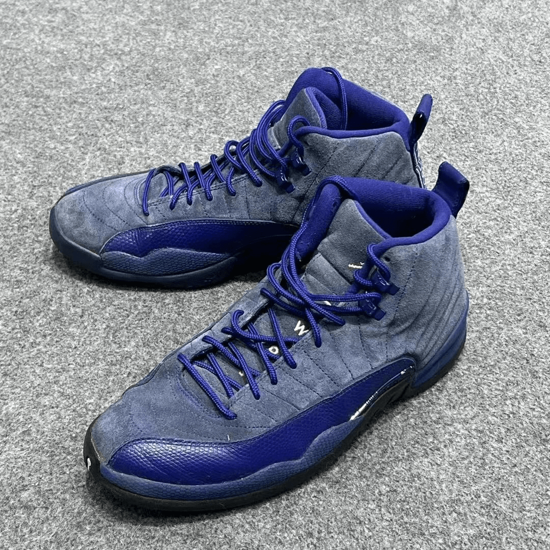 43码/AIRJORDAN12蓝麂皮配色 高帮篮球鞋