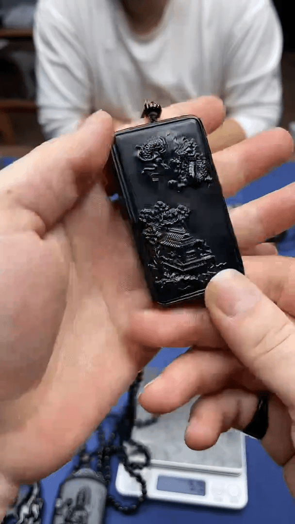 【闪购商品】和田玉（墨玉）挂件未镶嵌墨玉山水龙牌