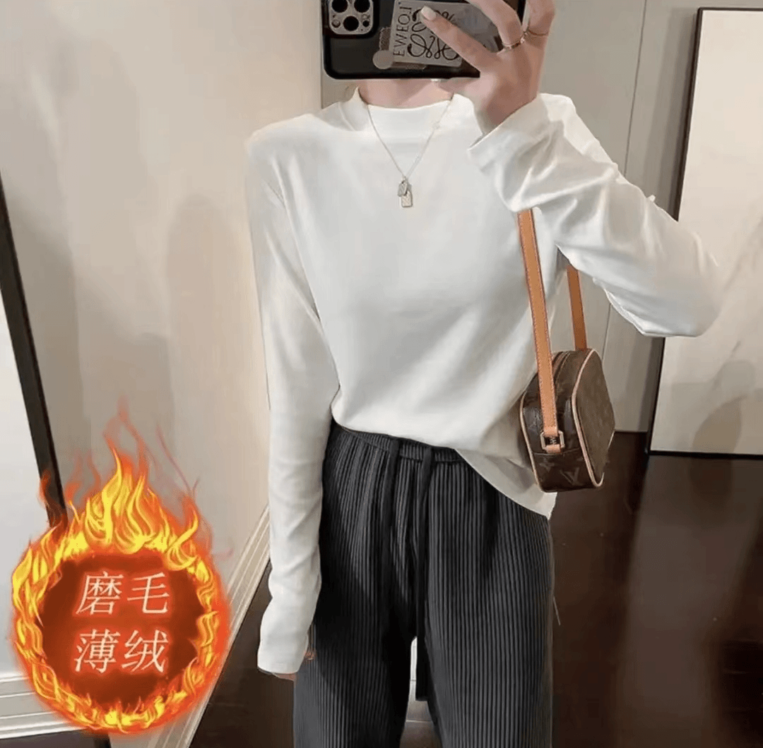 【加厚 磨毛 无静电】270克棉氨纶高弹秋冬修身显瘦百搭打底衫0024