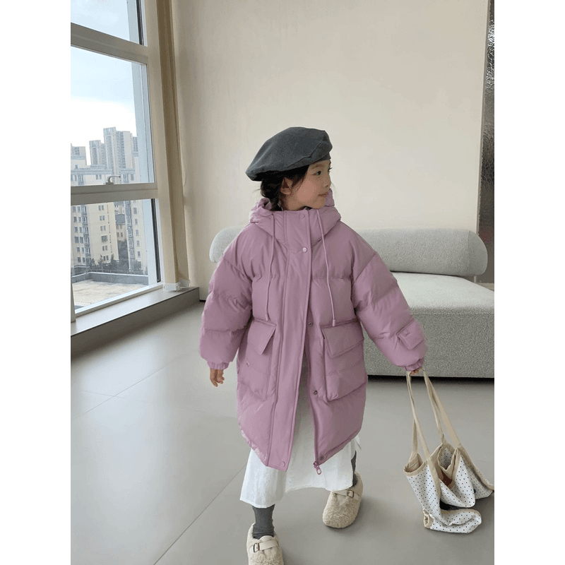 【榛果莓莓】2023冬季长款防风抽绳连帽羽绒服H7371