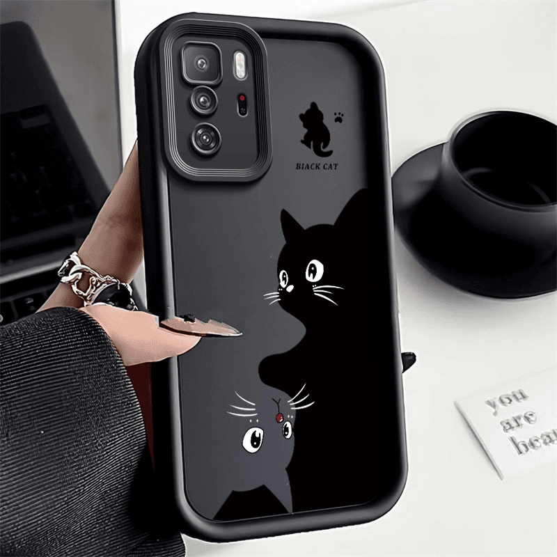 互补猫咪红米note10pro5g手机壳软壳保护套简约耐脏潮卡通防摔壳