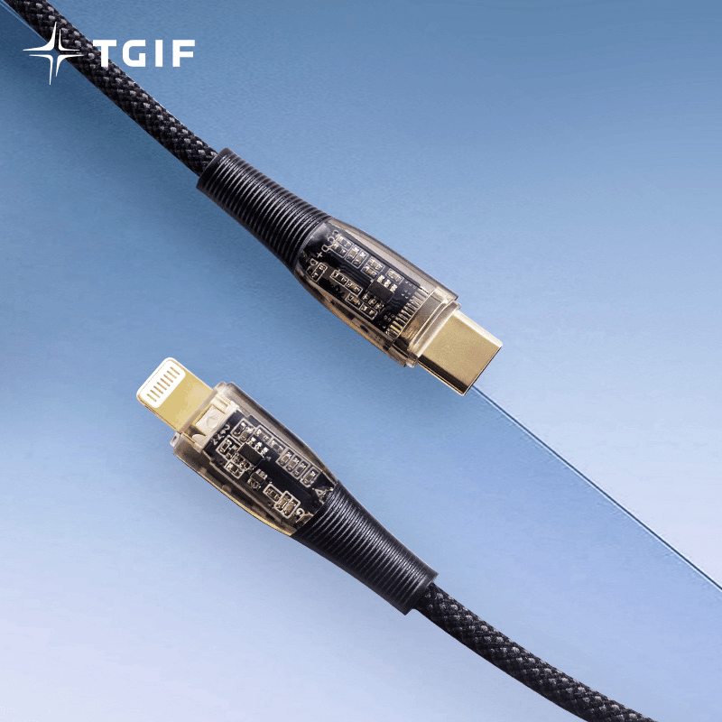 TGIF 透明2米魔幻黑快速数据线实用功能居家方便兼容耐用设计黄金