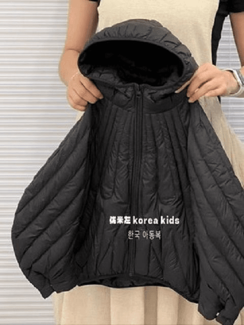 波韩国童装女童连帽棉服2024冬季儿童轻薄外套冬季保暖