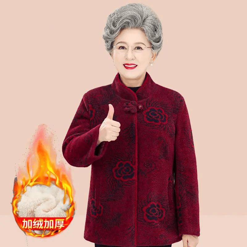 啄木鳥奶奶装冬装加绒加厚保暖外套中老年女妈妈装秋冬保暖衣服太