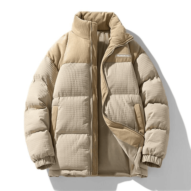 青年棉质棉衣男秋冬季新款潮流撞色立领青年加厚棉服情侣棉袄外套