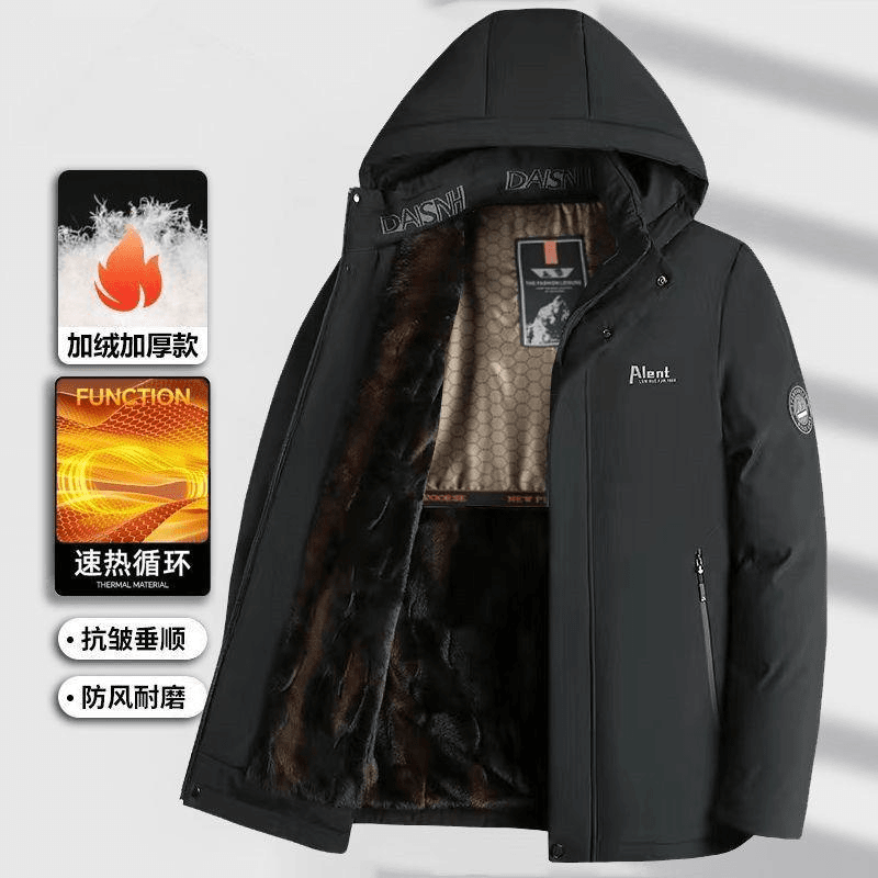爸爸冬季羽绒服石墨烯外套中老年加绒加厚中年男士外套棉服