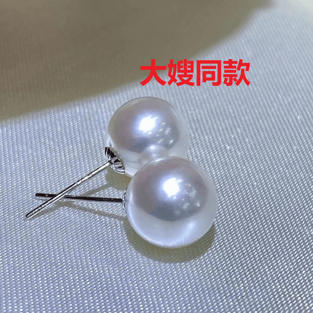 极光白12mm正圆耳钉ES012经典简约百搭大嫂同款