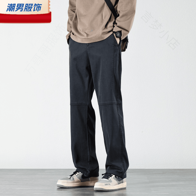 【小扬哥推荐】秋季ins潮流休闲裤男2023新款松紧腰垂坠感阔腿长裤