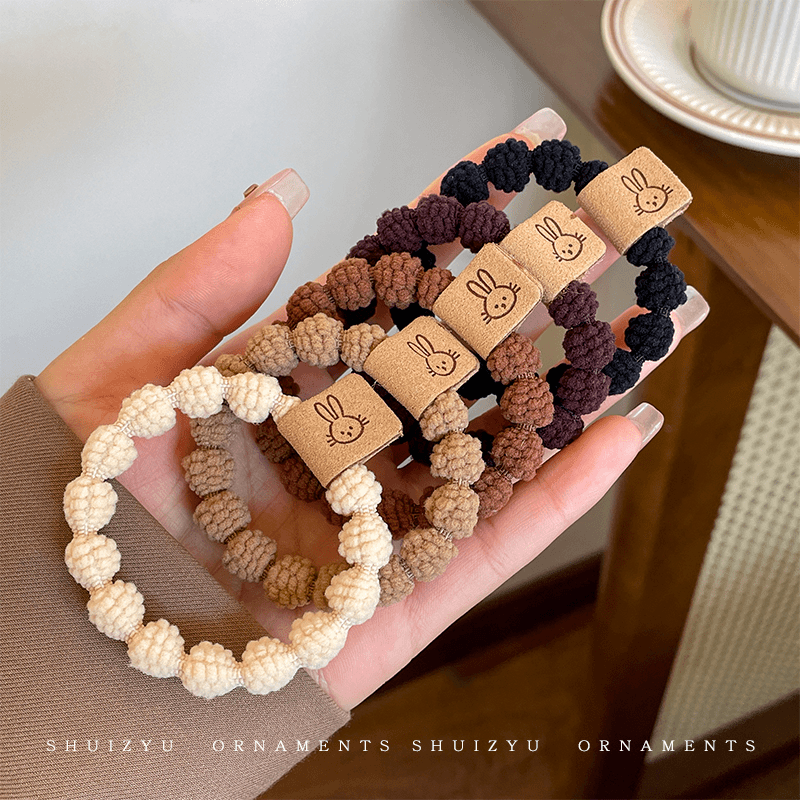 皮筋女扎头兔子发绳高级感橡皮筋头饰高弹力耐用发圈简约气质头绳