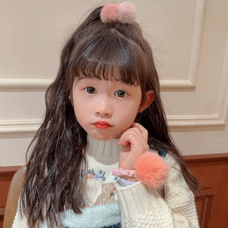 儿童发饰秋冬可爱毛球球发圈宝宝皮筋对装女童糖果色发绳头绳饰品