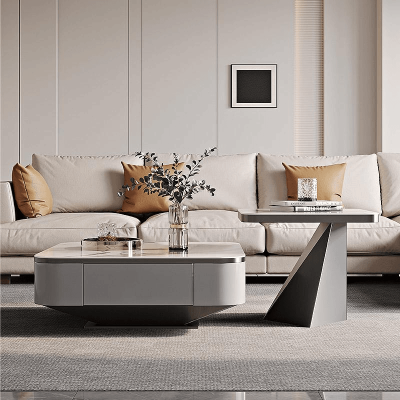 企梵优选意式轻奢岩板方形茶几组合客厅小户型家用现代简约设计师