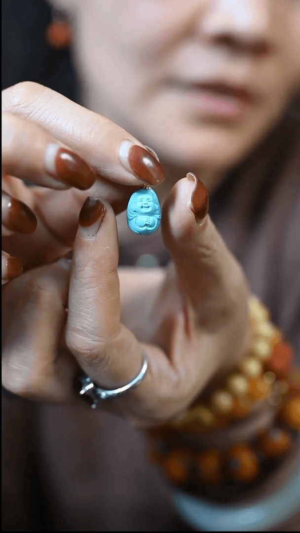 【闪购商品】绿松石吊坠(不含链)18K金镶嵌咪咪