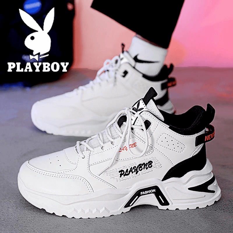 PLAYBOY鞋子男鞋秋冬男士青少年运动鞋男小白厚底高帮老爹潮鞋子