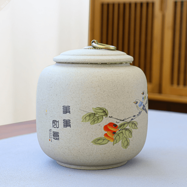 储存罐陶瓷大日式防潮密封罐家用红茶绿茶普洱茶罐轻奢粗陶茶叶罐