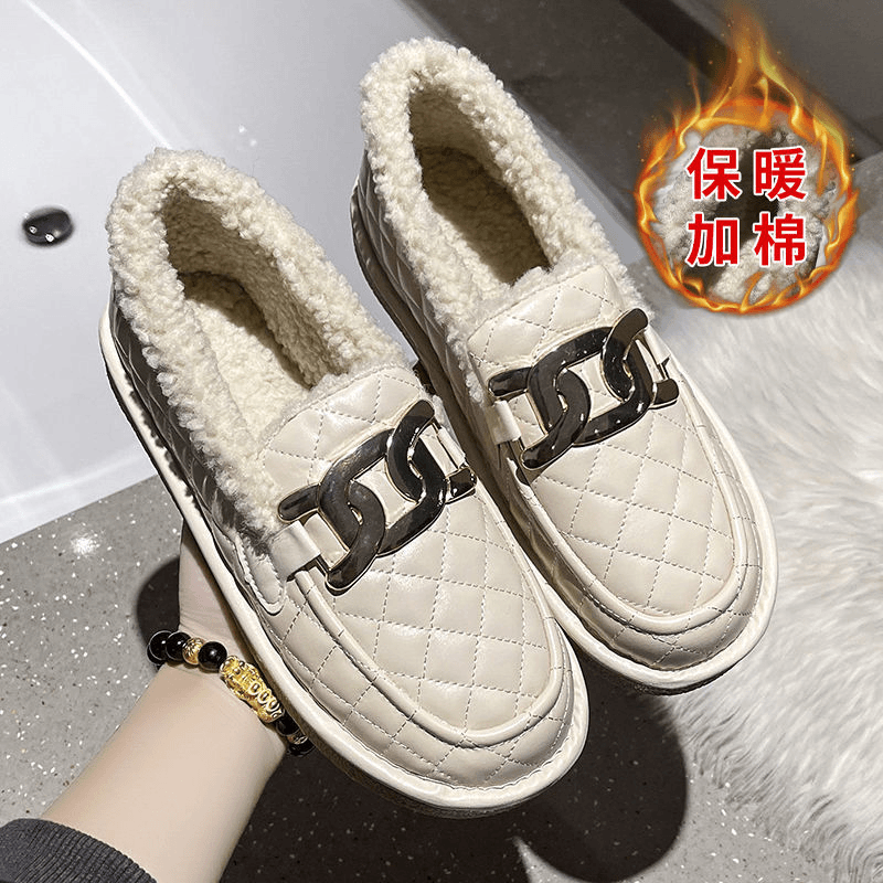 2024冬季女鞋新款豆豆鞋棉鞋女百搭浅口加绒一脚蹬懒人鞋女鞋