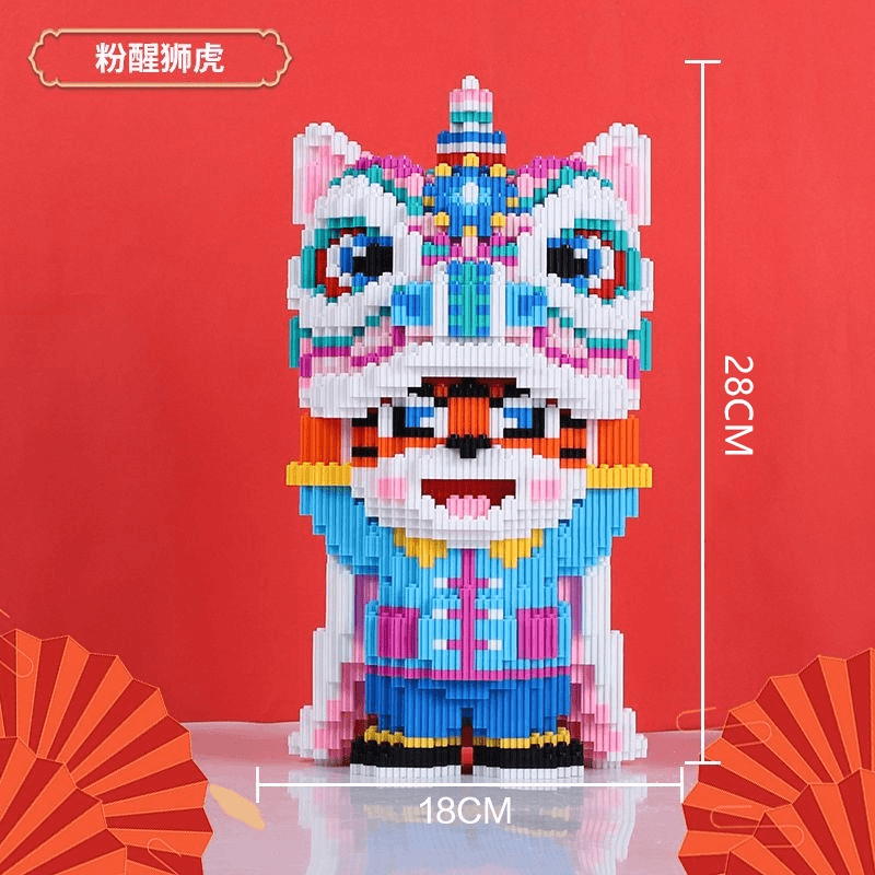 M粉醒狮积木玩具