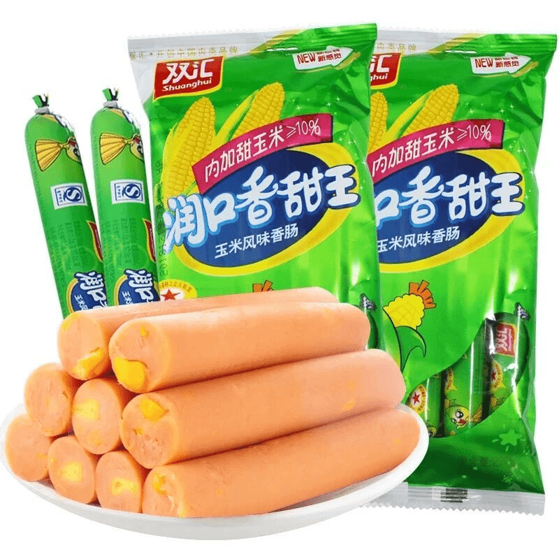 双汇润口香甜王270g袋装玉米火腿肠即食香肠休闲零食小吃泡面搭档