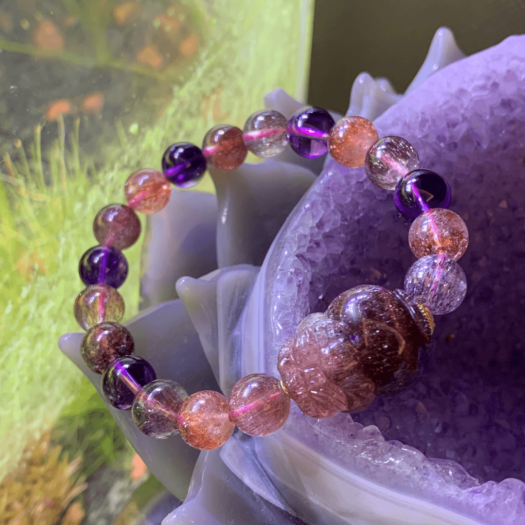 【福狐珠宝】紫红超七大貔貅定制款超七手串