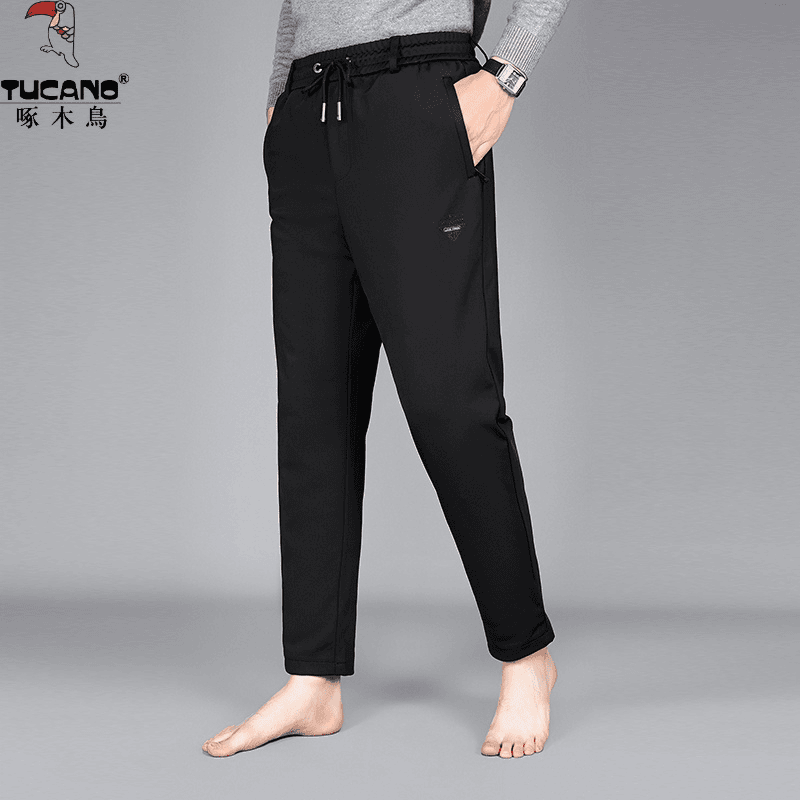 啄木鸟可脱卸羽 绒裤2023年秋冬季新款男士保暖加厚宽松休闲裤