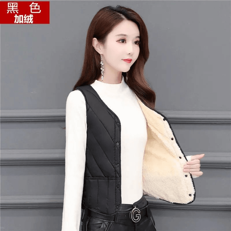 秋冬款加绒马甲女短款内穿保暖内胆冬季加厚羽绒服马夹洋气背心轻