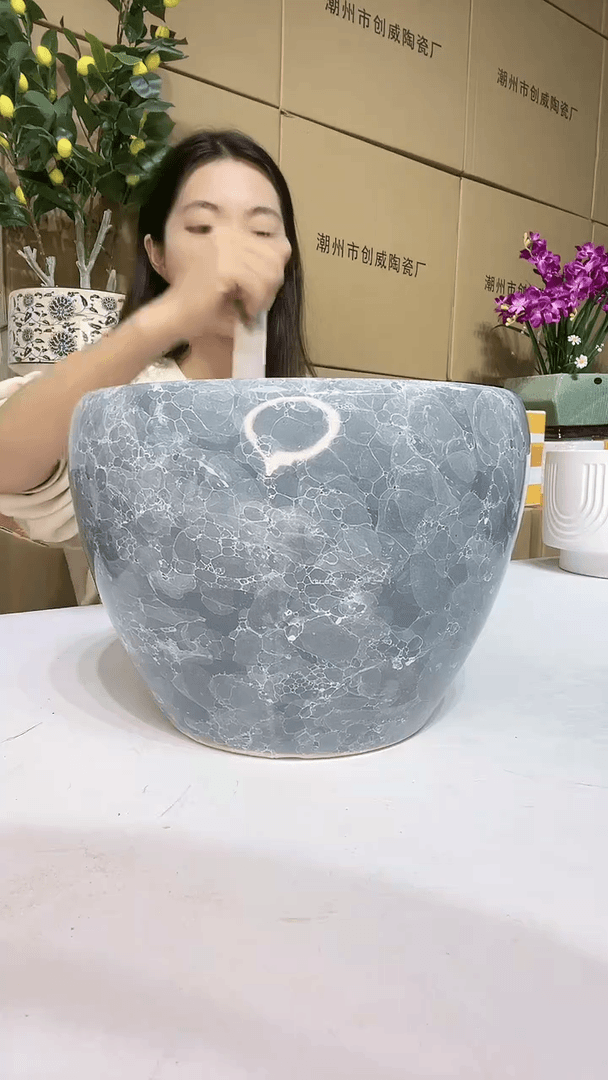 【闪购商品】紫砂花盆大理石25*21*瑕疵
