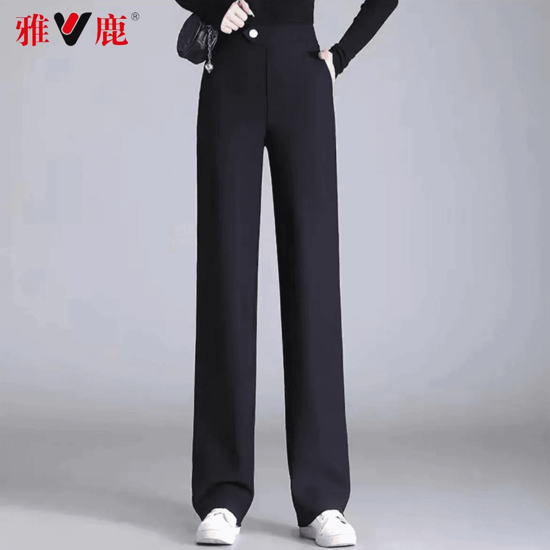 V/雅鹿高腰直筒裤女春夏季新款宽松显瘦垂坠感百搭女士窄版阔腿裤