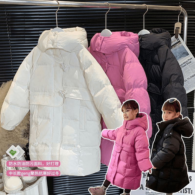 女童冬季棉衣新款韩版外套过膝加厚宽松棉服中大童棉袄潮款
