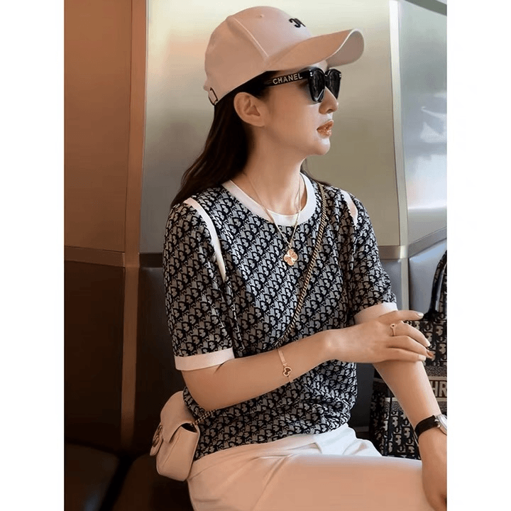 欧洲站轩羽jdnd的服装新款爆款2023新款时尚高档针织衫女夏短袖女