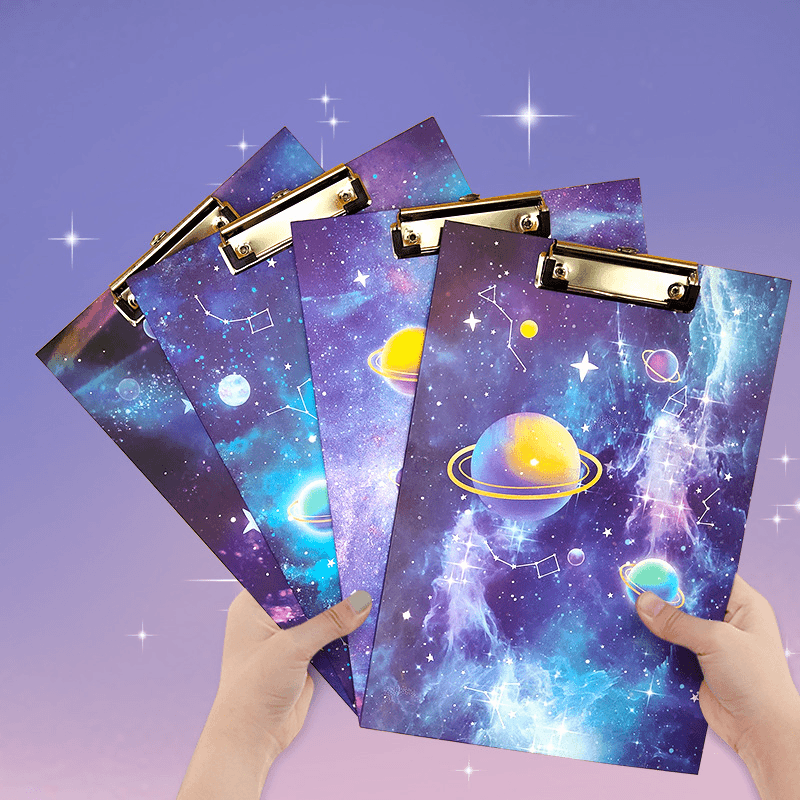 创意A4加厚款星球文件夹学生资料收纳木质书卷星空板夹学生小礼品