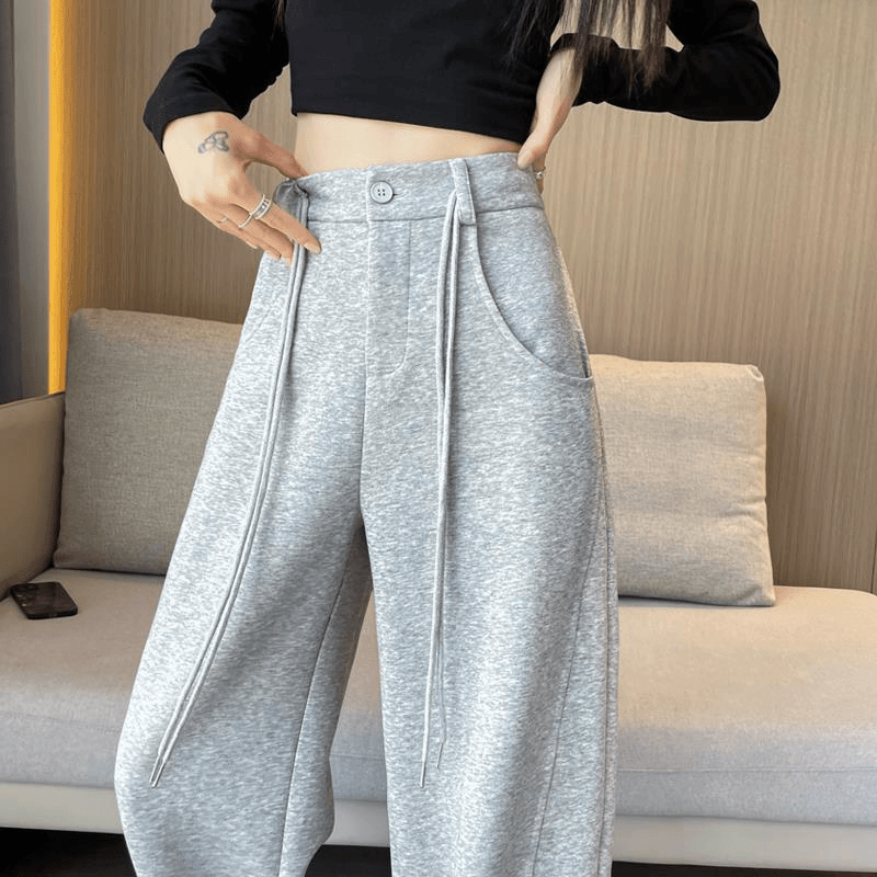 窄版阔腿裤女2023秋季新款直筒显瘦大码休闲小个子香蕉卫裤运动裤